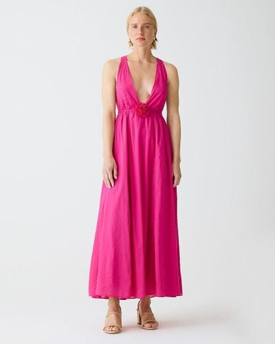 J.Crew Rosette Plunge Dress - Pink