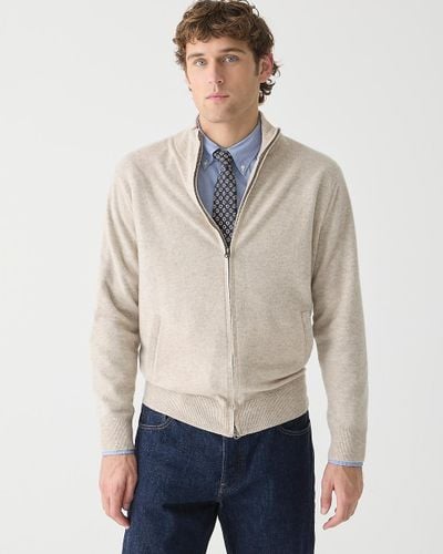 J.Crew Cashmere Full-Zip Sweater - Natural