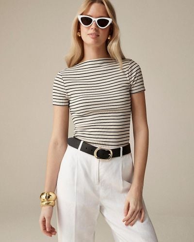 J.Crew Fine-Rib Fitted Boatneck T-Shirt - Natural