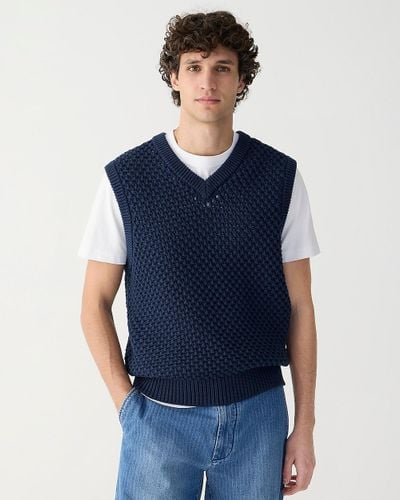 J.Crew Cotton Berry-Stitch Sweater-Vest - Blue