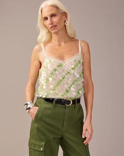 J.Crew Collection Layered Sequin Tank Top - Green