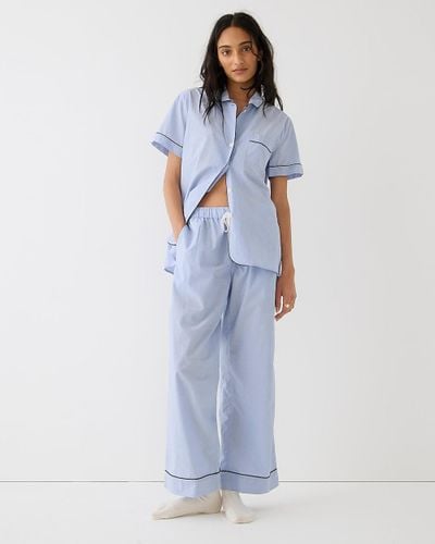 J.Crew End-On-End Cotton Short-Sleeve Pajama Set - Blue