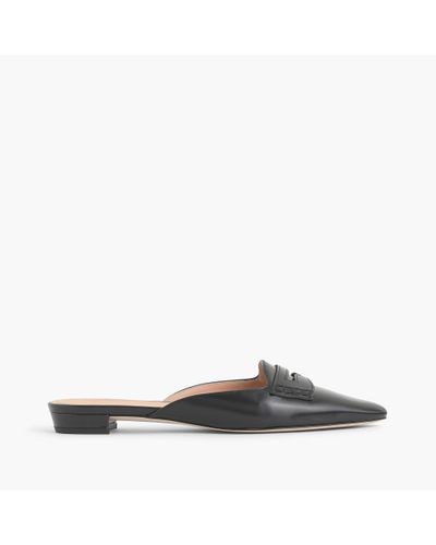 J.Crew Leather Loafer Mules - Black