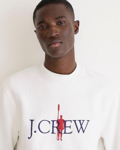 J.Crew Heritage 14 Oz. Fleece Embroidered Oarsman Graphic Sweatshirt - White