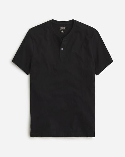 J.Crew Tall Short-Sleeve Sueded Cotton Henley - Black