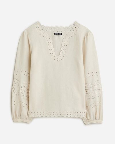 J.Crew Bungalow Embroidered Top - White