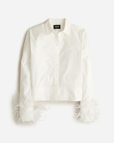 J.Crew Collection Cropped Feather-Trim Garçon Shirt - White