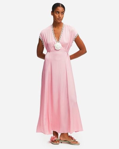 J.Crew Sleeper The Genus Rosa Satin Dress - Pink