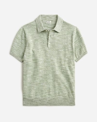 J.Crew Short-Sleeve Cotton-Blend Sweater-Polo - Green
