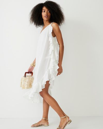 J.Crew Ruffle One-Shoulder Cover-Up Dress - White