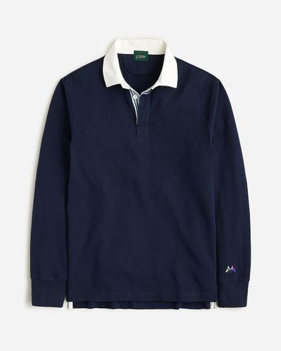 J.Crew Rugby Shirt With Striped Placket - Blue