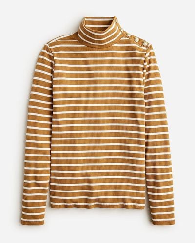 J.Crew Vintage Rib Turtleneck With Buttons In Stripe - Yellow