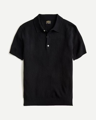 J.Crew Cashmere Short-Sleeve Sweater-Polo - Black
