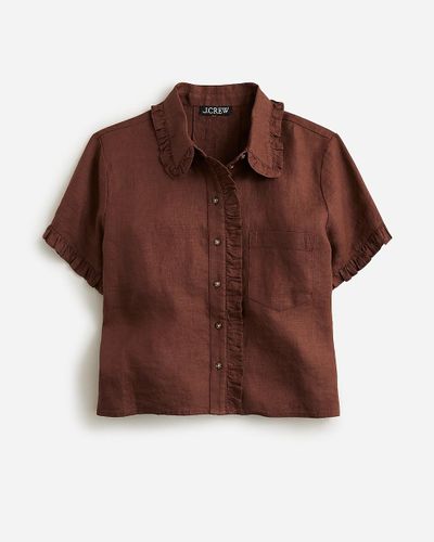 J.Crew Ruffle-Trim Button-Up Shirt - Brown