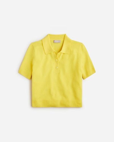 J.Crew Cashmere Cropped Sweater-Polo - Yellow