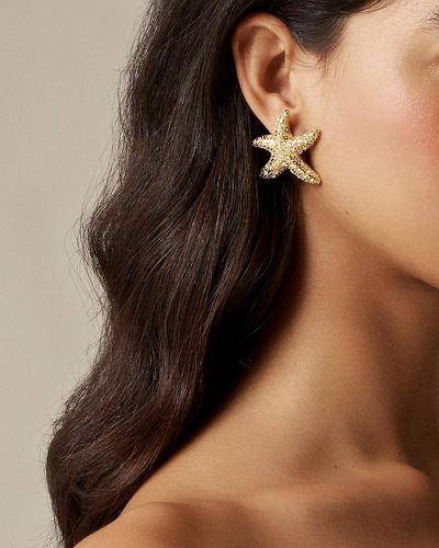 J.Crew Starfish Stud Earrings With Pavé Crystals - Natural