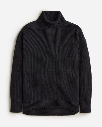J.Crew Cotton-Blend Ribbed Turtleneck Sweater - Black