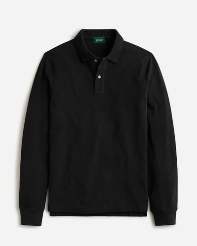J.Crew Tall Long-Sleeve Classic Piqué Polo Shirt - Black