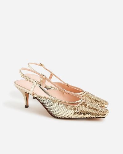 J.Crew Leona Slingback Heels With Paillettes - Pink