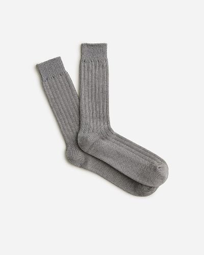 J.Crew Ribbed Cotton-Blend Socks - Gray