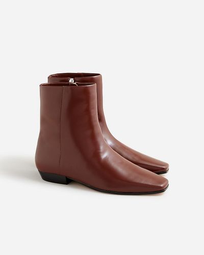 J.Crew Square-Toe Ankle Boots - Brown