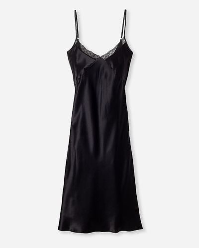 J.Crew Petite Plume Silk Cosette Nightdress With Lace - Black