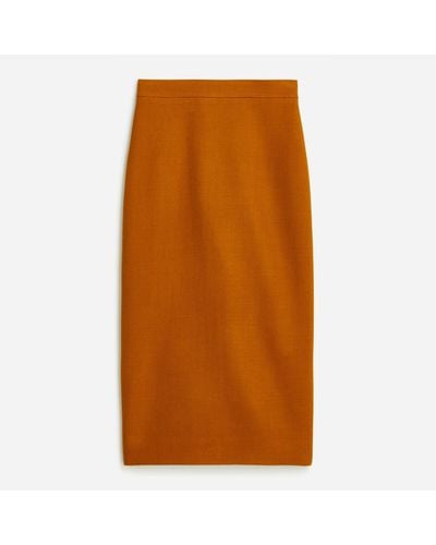 J.Crew No. 3 Pencil Skirt In Double-serge Wool - Orange