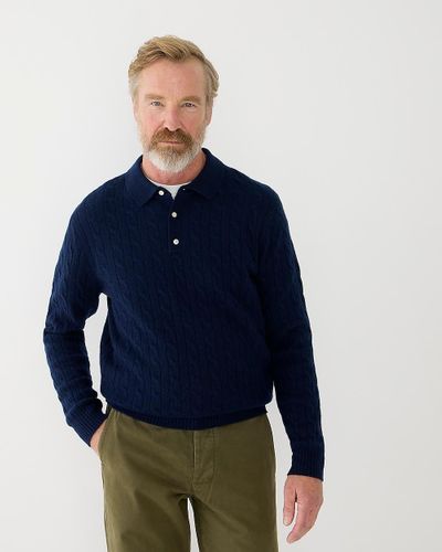 J.Crew Limited-Edition Cashmere Cable-Knit Sweater-Polo - Blue