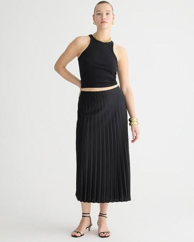 J.Crew Gwyneth Pleated Slip Skirt - Black