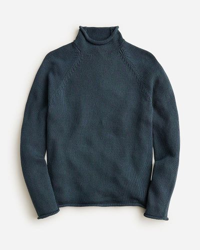 J.Crew 1988 Heritage Marled Cotton Rollneck Sweater - Blue