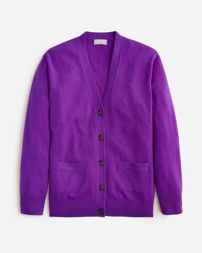 J.Crew Cashmere Relaxed Cardigan Sweater - Purple