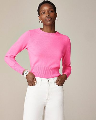J.Crew Cashmere Shrunken Crewneck Sweater - Pink