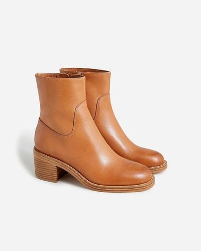 J.Crew Stacked-Heel Ankle Boots - Brown