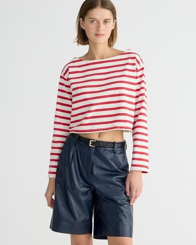 J.Crew Cropped Boatneck T-Shirt - Red