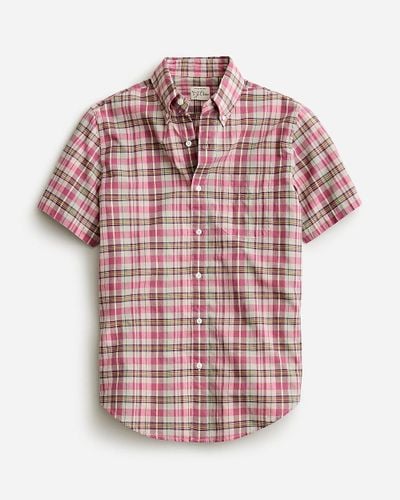 J.Crew Slim Short-Sleeve Indian Madras Shirt - Pink
