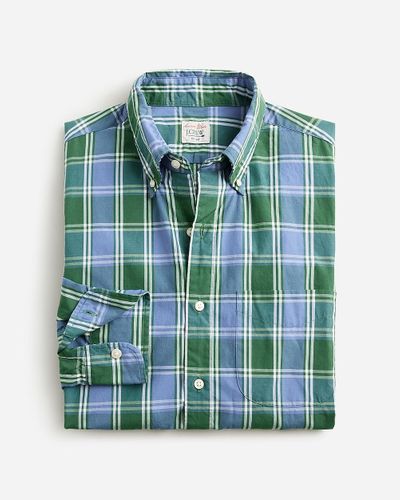 J.Crew Tall Secret Wash Cotton Poplin Shirt - Green
