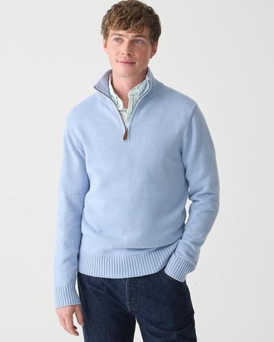 J.Crew Heritage Cotton Half-Zip Sweater - Blue