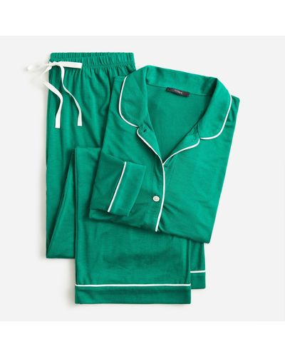 J.Crew Eco Dreamiest Long-sleeve Pajama Set In Flower Patch - Green