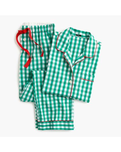 J.Crew Vintage Pajama Set In Green Gingham