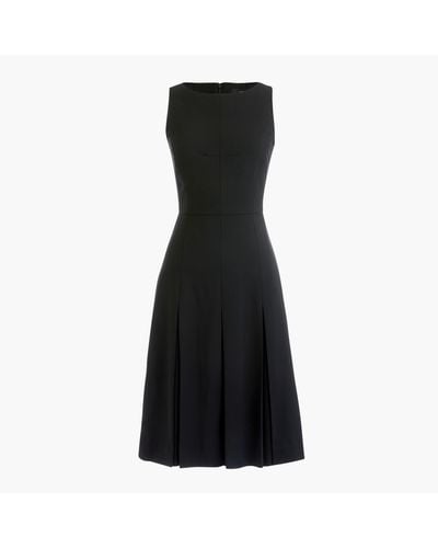 J.Crew Sleeveless Pleated A-line Dress In Two-way Stretch Wool - Black