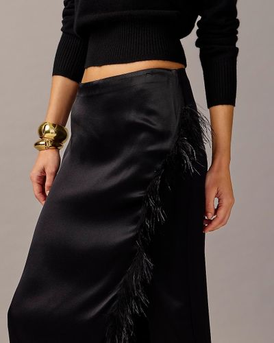 J.Crew Collection Feather-Trim Wrap Skirt - Black