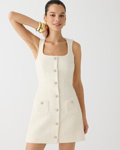 J.Crew Sophia Sleeveless Dress With Jewel Buttons - Natural