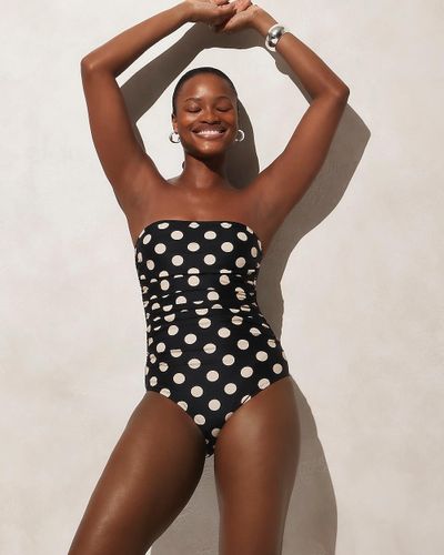 J.Crew Ruched Bandeau One-Piece Swimsuit - Brown