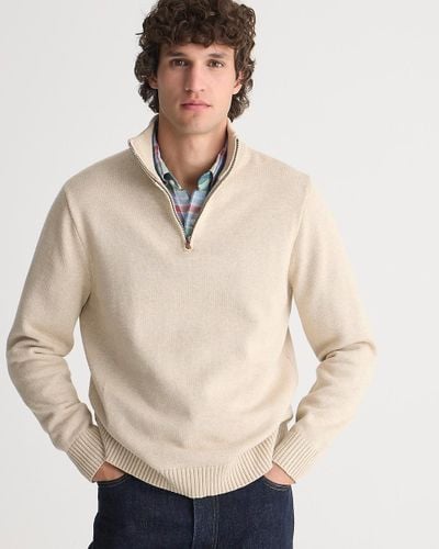 J.Crew Heritage Cotton Half-Zip Sweater - Natural