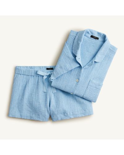 J.Crew Soft Gauze Short-sleeve Pajama Set - Blue