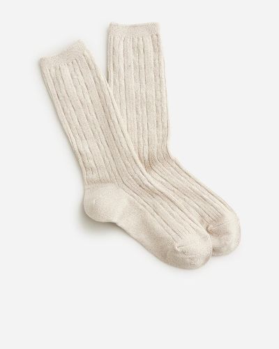 J.Crew Cable-Knit Trouser Socks With Lurex Metallic Threads - White