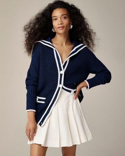 J.Crew Textured Sailor Cardigan Sweater - Blue