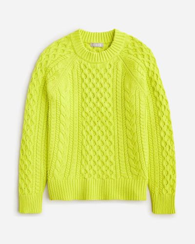 J.Crew Cable-Knit Crewneck Sweater - Yellow