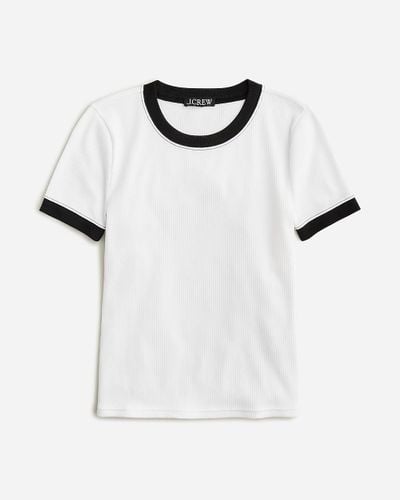 J.Crew Vintage Rib Shrunken T-Shirt With Contrast Trim - White