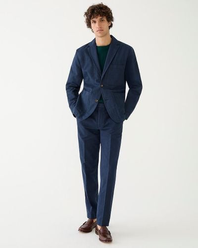 J.Crew Garment-Dyed Cotton-Linen Chino Suit Jacket - Blue
